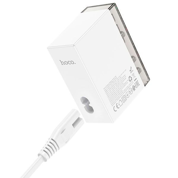 Адаптер мережевий Hoco Fuerza N36 |3USB/3Type-C, 65W/3A, PD/QC| White 2296 фото