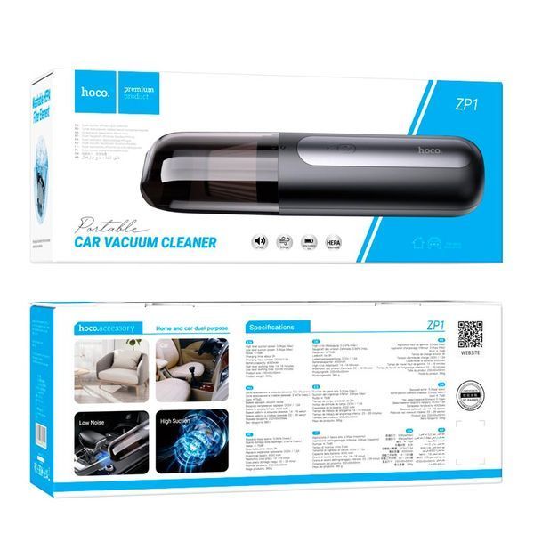 Портативний автопилосос HOCO Cool ZP1 |5000 PA, 4000 mAh, 55Вт, LED-індикатор | Black 2298 фото