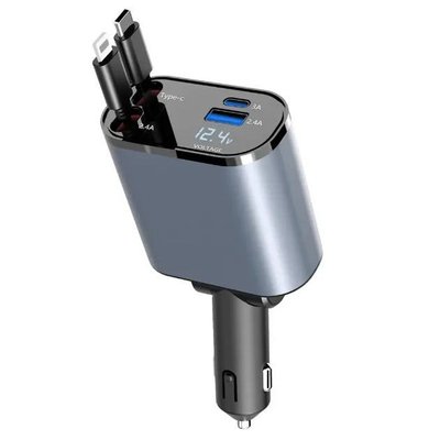 Автомобільний зарядний пристрій USB, Type-C, Lightning, потужність 100 W/2,4-3A 874 фото