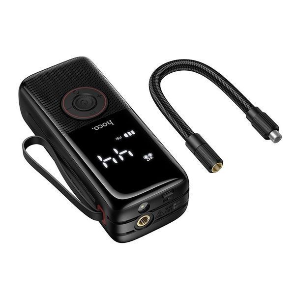 Автомобільний насос HOCO ZP18 Enlighten | 4000mAh, 10.3 bar, DC-мотор, LED | Black 2628 фото