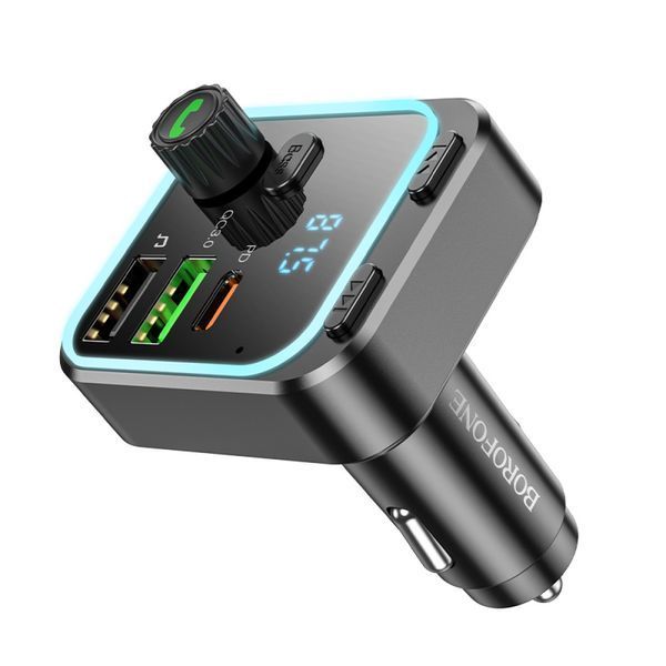 FM модулятор BOROFONE BC53 Highway | Bluetooth 5.0, Type-C PD 20W + USB QC 18W, BASS | Black 2629 фото