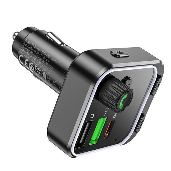 FM модулятор BOROFONE BC53 Highway | Bluetooth 5.0, Type-C PD 20W + USB QC 18W, BASS | Black 2629 фото