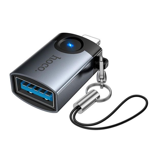 Адаптер HOCO Victory UA46 USB to Lightning OTG з LED індикатором Gray