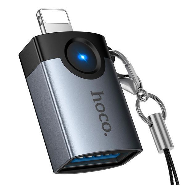 Перехідник HOCO UA46 Victory USB-A &ndash; Lightning OTG сірий