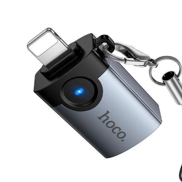 Перехідник HOCO Victory з Usb A на Lightning UA46 | OTG, LED індикатор | Gray 2498 фото