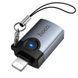 Компактний перехідник HOCO UA46 USB-A на Lightning OTG Gray
