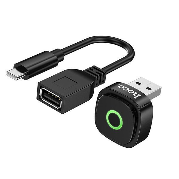 Автомобільний адаптер HOCO DUP10 Wireless CarPlay USB-A Black