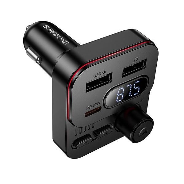 FM-модулятор BOROFONE BC61 | Bluetooth 5.4, USB-C 30W PD/QC, 2&times;USB-A, 45W | Black 2217 фото