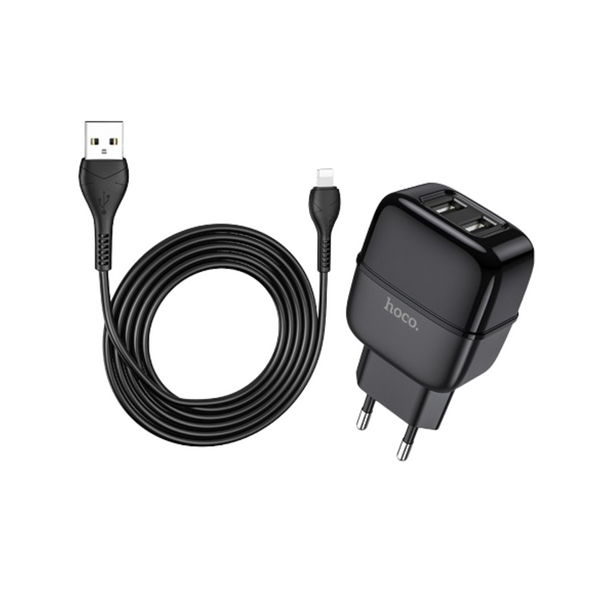 Зарядний пристрій кабель та блочок - Hoco Lightning cable Highway C77A |2USB, 2.4A| 1186 фото