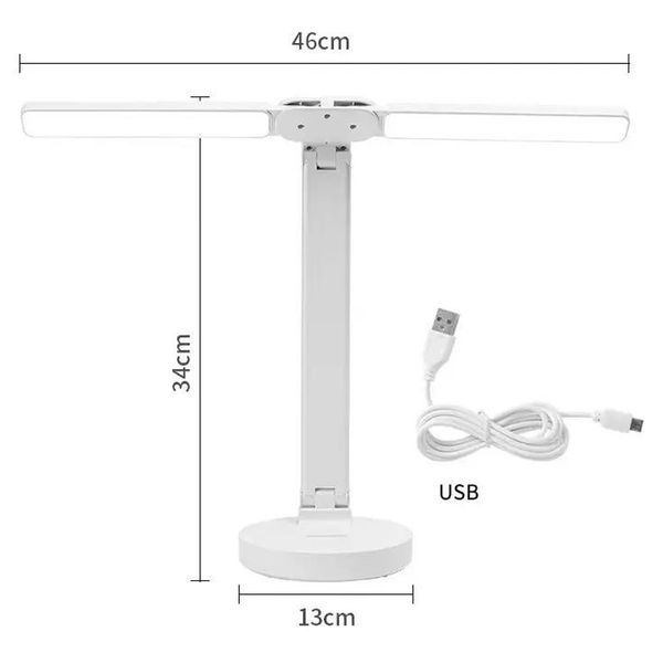 Настільна LED лампа з акумулятором – поворотна шкільна лампа з двома світильниками 492 фото