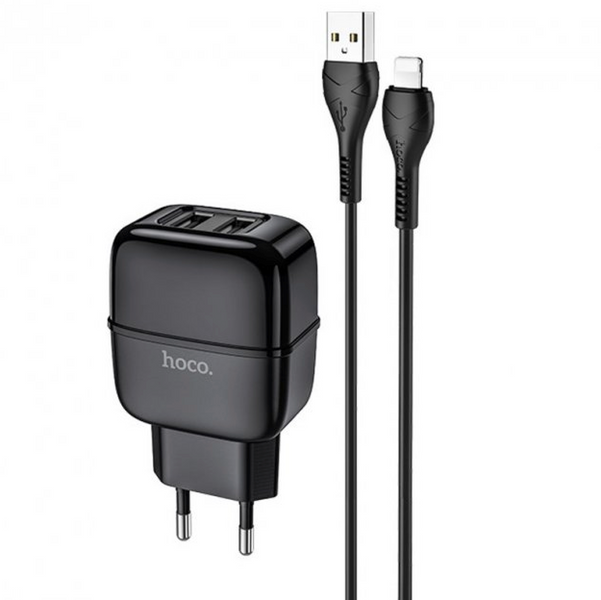 Зарядний пристрій кабель та блочок - Hoco Lightning cable Highway C77A |2USB, 2.4A| 1186 фото