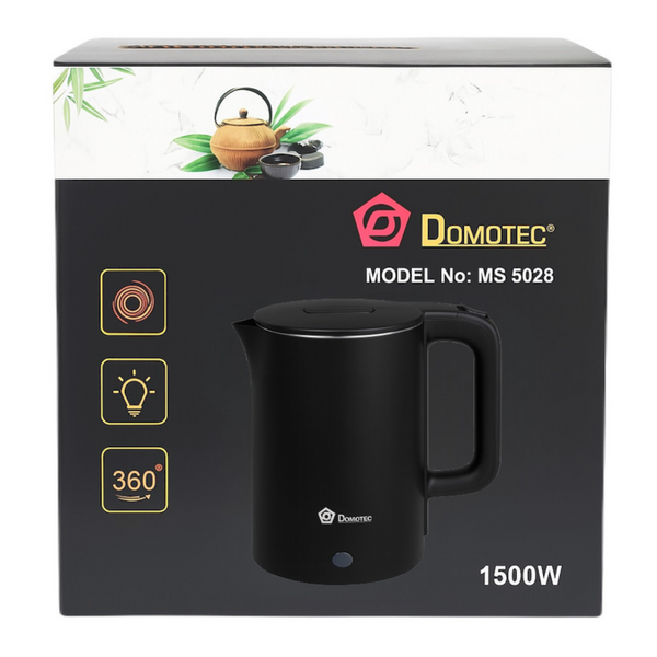 Електрочайник Domotec MS-5028 | 1.8L, 1500W, Подвійна стінка | Black 2072 фото