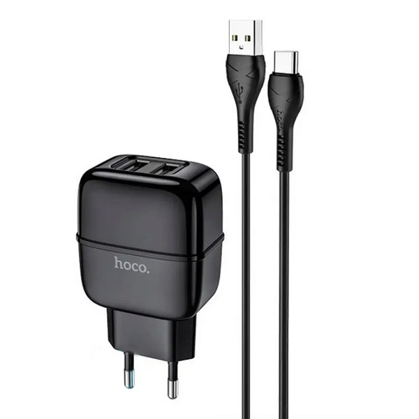 Зарядное устройство кабель и блочок - Hoco Micro USB cable Highway C77A | 2USB, 2.4A | 1187 фото