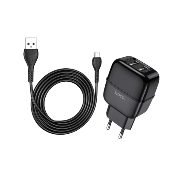 Зарядное устройство кабель и блочок - Hoco Micro USB cable Highway C77A | 2USB, 2.4A | 1187 фото