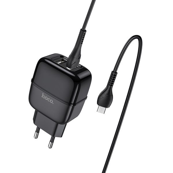 Зарядное устройство кабель и блочок - Hoco Micro USB cable Highway C77A | 2USB, 2.4A | 1187 фото