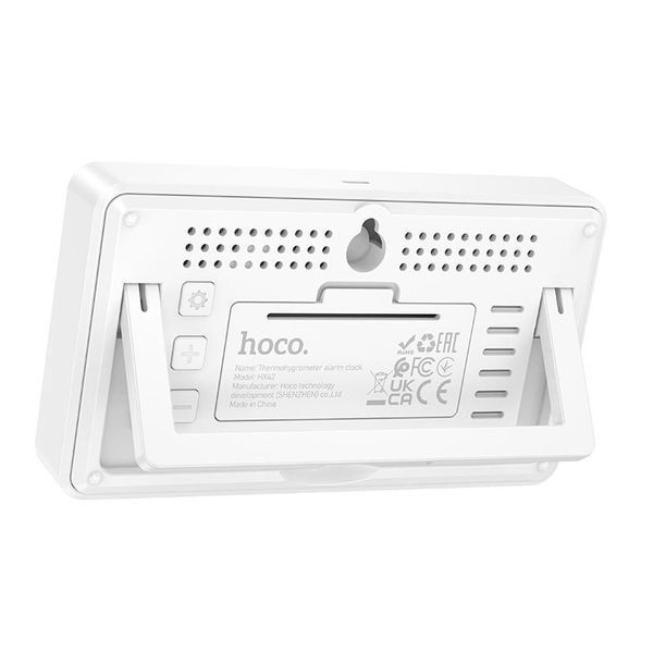 Термометр-гігрометр HOCO HX42 | годинник, будильник, LCD-дисплей | White 2633 фото