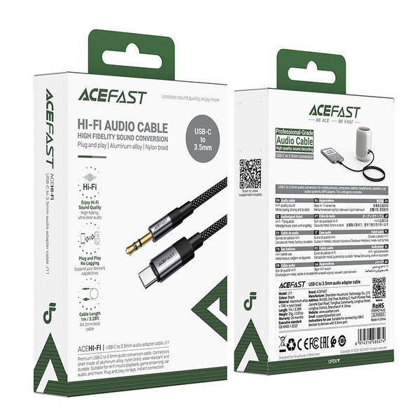 Аудіокабель ACEFAST J11 USB-C to 3.5mm коробка