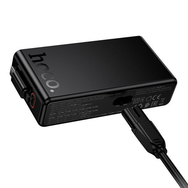 Зарядний пристрій HOCO Modern C151A | 50W, 1xUSB + 6xType-C, телескопічний кабель, PD/QC | Black 2634 фото