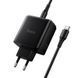 Зарядка HOCO C160A 65W Black вигляд під кутом з підключеним кабелем