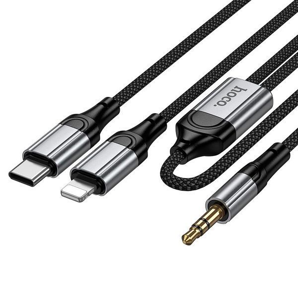 універсальний Аудіокабель Type C/Lightning - AUX 3.5 мм Hoco UPA26A на 2 порти