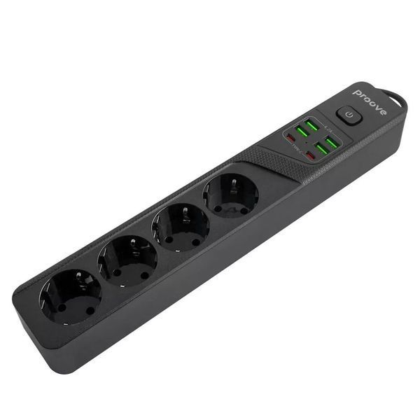 Мережевий фільтр Proove Power Strip P-04 з 4 розетками та USB-портами, кутовий вигляд