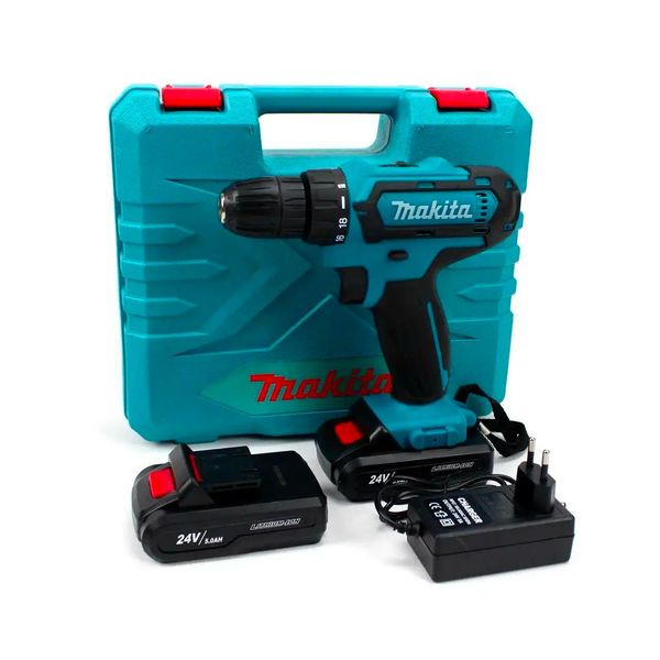 Аккумуляторный шуруповерт Makita 24V с насадками в кейсе и 2 аккумуляторами 991 фото