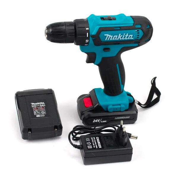 Аккумуляторный шуруповерт Makita 24V с насадками в кейсе и 2 аккумуляторами 991 фото