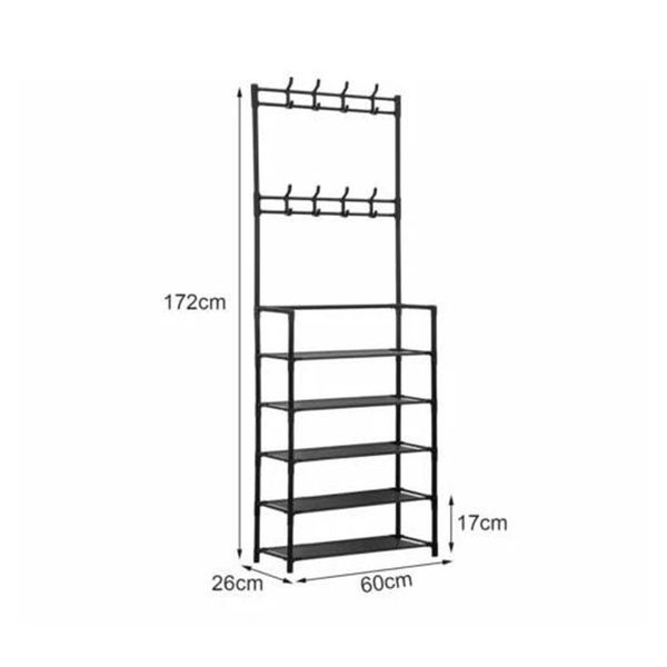 Універсальна підлогова вішалка для одягу та взуття на 5 полиць 886 фото