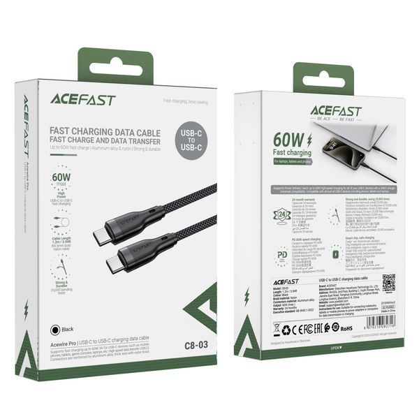 Кабель ACEFAST C8-03 Type-C to Type-C  коробка