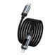 Кабель HOCO Lord PD U148 USB-C на Lightning, черный кабель в свернутом виде, металлические коннекторы