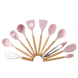 Силиконовый набор кухонных принадлежностей розового цвета