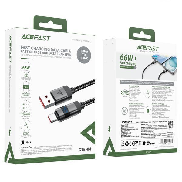 Кабель ACEFAST C15-04 Usb-A to Type-C коробка