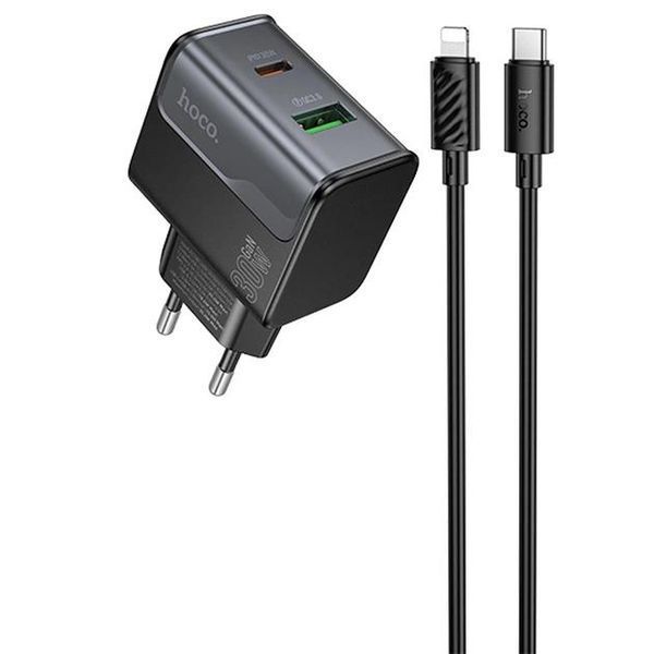 Комплект быстрой зарядки HOCO CS73A с кабелем Type-C to Lightning.