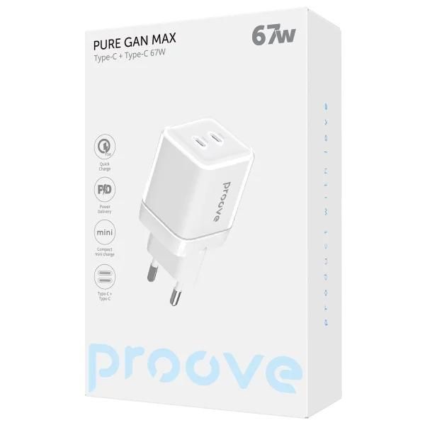 Мережевий зарядний пристрій Proove Pure GaN Max 67W у фірмовій упаковці