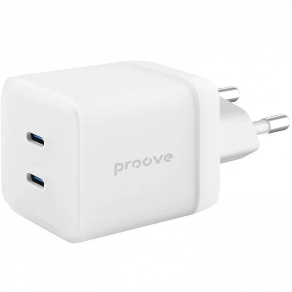 Мережевий зарядний пристрій Proove Pure GaN Max 67W з двома Type-C портами, фронтальний вигляд