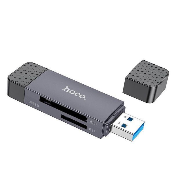 Переходник-картридер Hoco HB45 2-в-1 | USB 3.0 + Type-C, 5Gbps, до 2TB | Grey 1842-1 фото