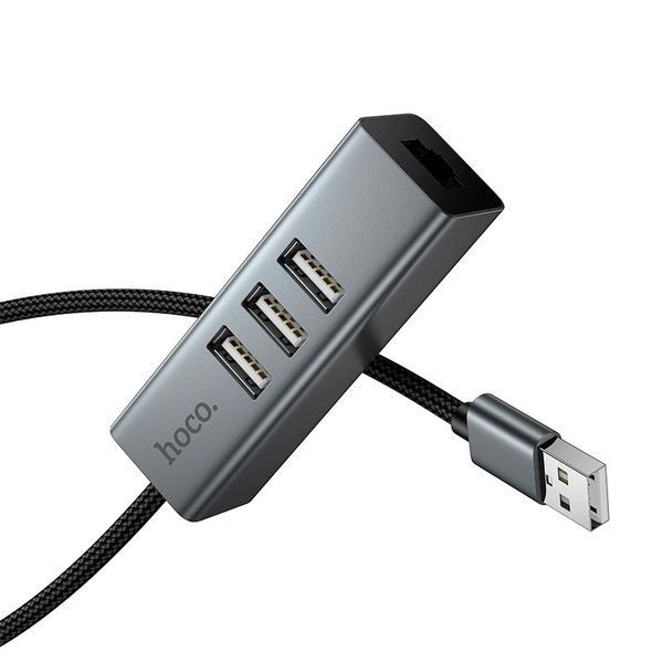 HUB адаптер Hoco 4in1 HB1D з lan портом