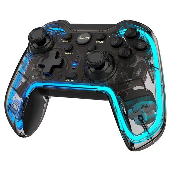 Ігровий геймпад iPega PG-9238 прозорий з RGB-підсвіткою, синє підсвічування