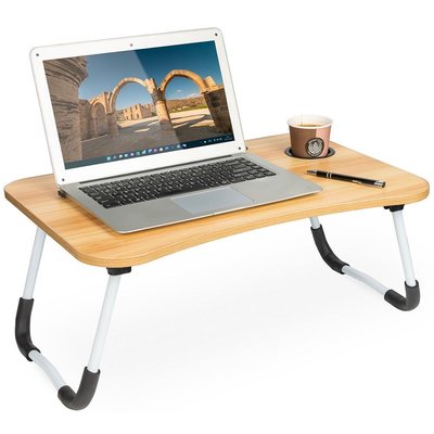 Складаний дерев'яний столик для ноутбука з відсіком для планшета та напоїв 60х40х30 см 914 фото