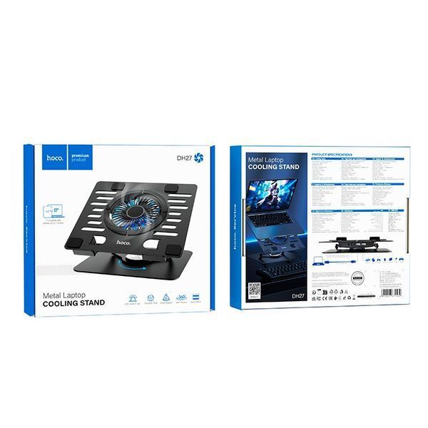 Кулер для ноутбука HOCO DH27 | до 17", 1200 RPM, 2xUSB, 15&ndash;23 dBA | Black 2661 фото