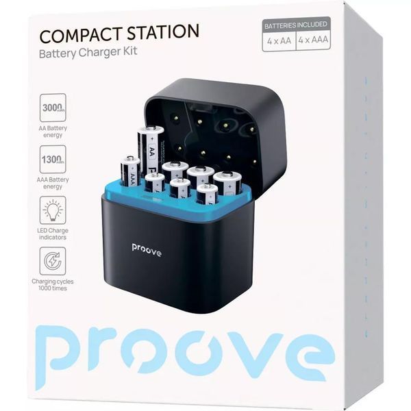 Зарядний пристрій  Proove Compact Station з акумуляторами 4xAA + 4xAAA коробка