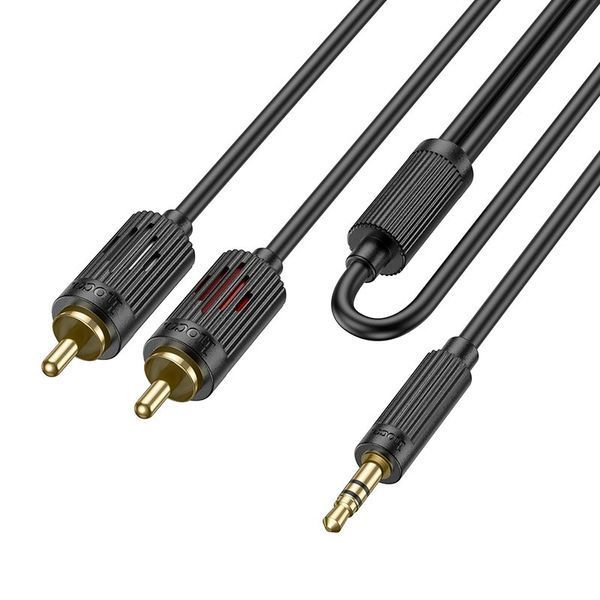 Кабель HOCO UPA28 з 3.5mm на 2 RCA | 1.5M, мідний дріт 3C100.1, товщина OD3.5 мм | Black 2623 фото