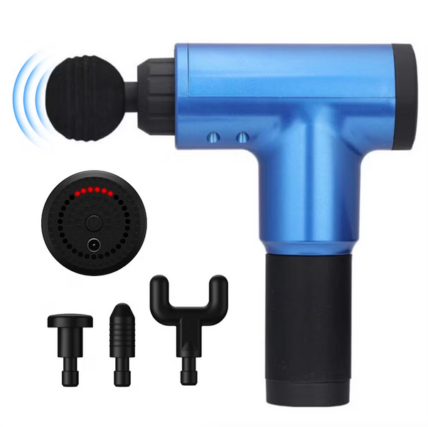 Масажер для м'язів Fascial Gun FH-320 | 6 режимів, 4 насадки, 2400mAh | Blue 1457-1 фото